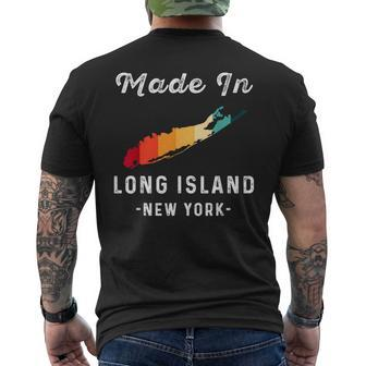 Long Island Ny Souvenir Native Long Islander Map Vintage Men's T-shirt Back Print - Monsterry DE