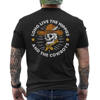 Long Live The Hippies And The Cowboys Countryside Quote Men's T-shirt Back Print - Seseable