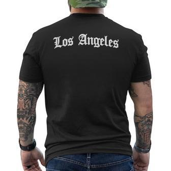Los Angeles Schriftzug Kurzärmliges Herren-T-Kurzärmliges Herren-T-Shirt in Klassischem Schwarz, Trendiges Städte-Motiv - Seseable