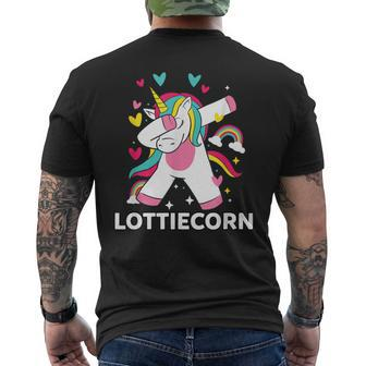 Lottiecorn Personalized Name Dabbing Unicorn Lottie Men's T-shirt Back Print - Seseable