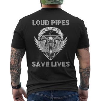 Loud Pipes Save Lives Motorcycle Skull Wing On Back Men's T-shirt Back Print - Monsterry UK