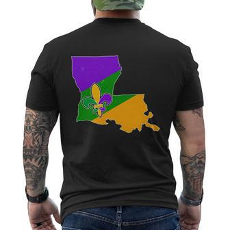Louisiana Mardi Gras Fleur De Lis Mens Back Print T-shirt - Thegiftio UK