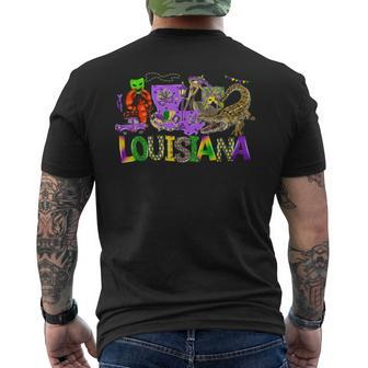 Louisiana Mardi Gras New Orleans Alligator Pelican Crawfish Men's T-shirt Back Print - Monsterry
