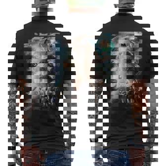 Loup Spatial Hurlant À La Lune T-shirt imprimé au dos - Cadeauxyz
