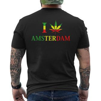 I Love Amsterdam Hemp Leaf Reggae Kiffer T-Shirt mit Rückendruck - Seseable