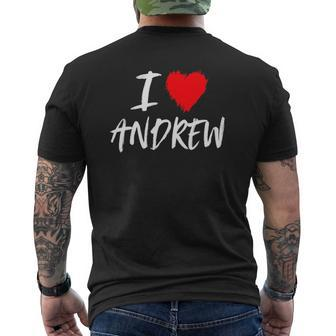 I Love Andrew Husband Son Dad Boyfriend Grandson Red Heart Mens Back Print T-shirt | Mazezy