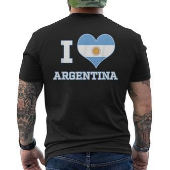 I Love Argentina National Heart-Shaped Flag Country T Men's T-shirt Back Print - Monsterry