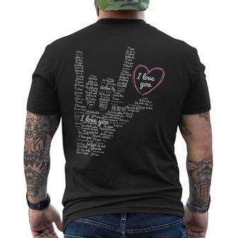 I Love You Asl Sign In Several Languages Asl Love Men's T-shirt Back Print - Monsterry