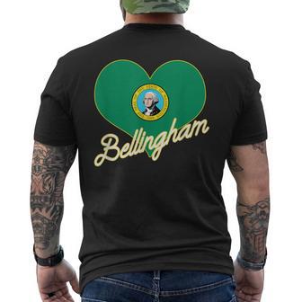 I Love Bellingham Washington Heart State Flag Hometown Pride Men's T-shirt Back Print - Monsterry DE