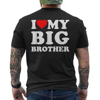 I Love My Big Brother Heart Men's T-shirt Back Print | Mazezy