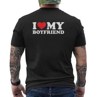 I Love My Boyfriend Valentine Red Heart Love Mens Back Print T-shirt - Thegiftio UK