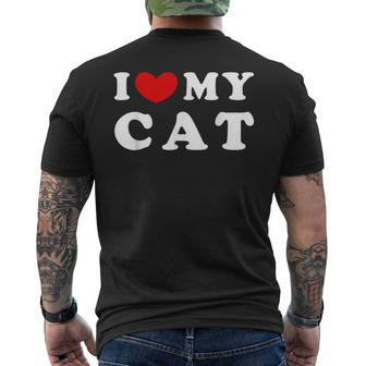 I Love My Cat I Heart My Cat Men's T-shirt Back Print - Monsterry
