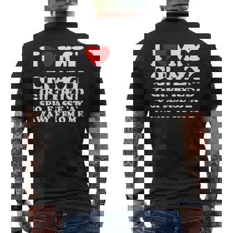 I Love My Crazy Girlfriend So Please Stay Away From Me Men's T-shirt Back Print - Thegiftio