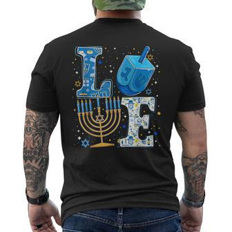 Love Cute Hanukkah Dreidel Menorah Chanukah Jewish Holiday Men's T-shirt Back Print | Mazezy