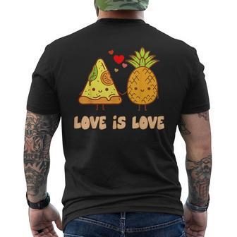 Love Is Love Cute Pride Pineapple Pizza Food Pun Men's T-shirt Back Print - Monsterry