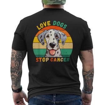 Love Dogs Stop Cancer Vintage Dog Dalmatien Cancer Awareness Men's T-shirt Back Print - Monsterry CA