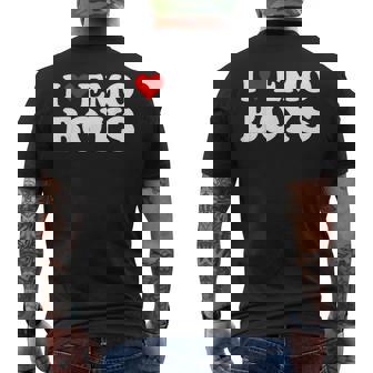 I Love Emo Boys I Heart Emo Boys Men's T-shirt Back Print | Mazezy