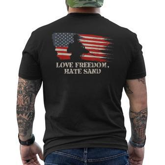 Love Freedom Hate Sand T Military Deployment Husband Men's T-shirt Back Print - Monsterry CA