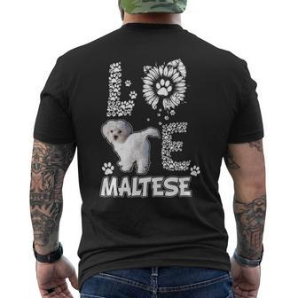 Love Maltese Dog Paw Sunflower Lover Costume Men's T-shirt Back Print | Mazezy
