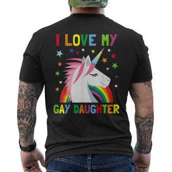 I Love My Gay Daughter Unicorn Parent Of Gay Child Men's T-shirt Back Print - Monsterry UK