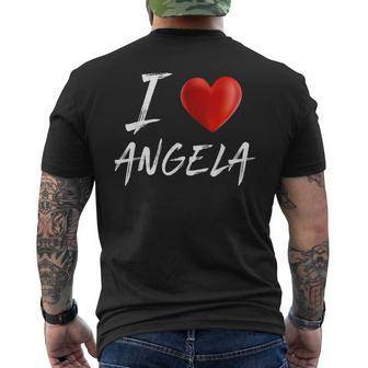 I Love Heart Angela Family Name T Men's T-shirt Back Print - Seseable