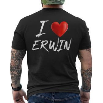 I Love Heart Erwin Family Name T Men's T-shirt Back Print - Seseable