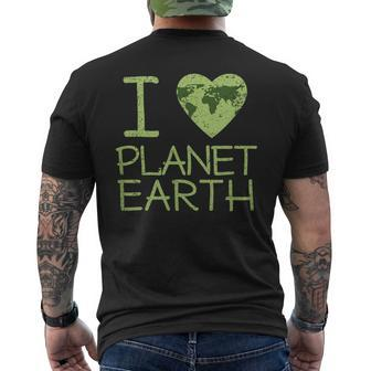 I Love Heart Planet Earth Globe T Men's T-shirt Back Print - Monsterry CA