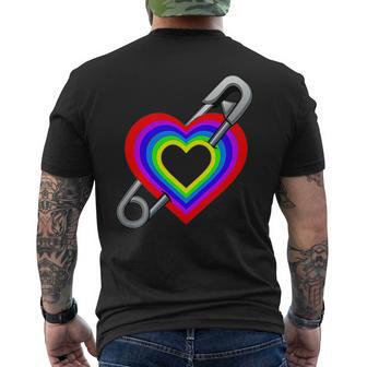 Love Heart Safety Pin Your Safe With Me Men's T-shirt Back Print - Monsterry