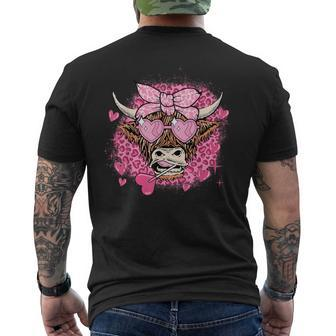 Love Highland Cow Heifer Valentine Valentine's Day Western Men's T-shirt Back Print - Monsterry UK