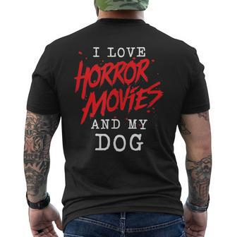 I Love Horror Movies And My Dog For Canine Owner Film Buff Men's T-shirt Back Print - Monsterry UK