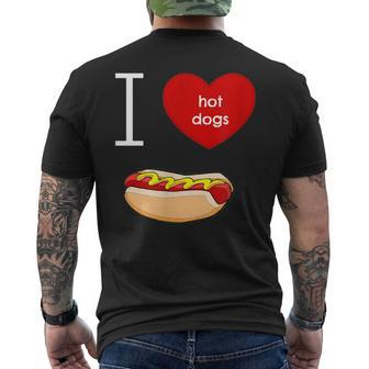 I Love Hot Dogs I Heart Hot Dog Sausage Lover's T Men's T-shirt Back Print - Monsterry
