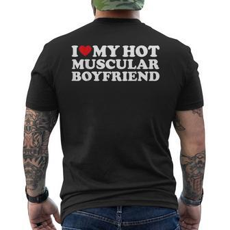 I Love My Hot Muscular Boyfriend Red Heart Hot Boyfriend Men's T-shirt Back Print - Monsterry DE