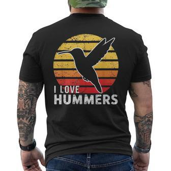 I Love Hummers Bird Vintage Sunset Colibri Men's T-shirt Back Print - Monsterry CA