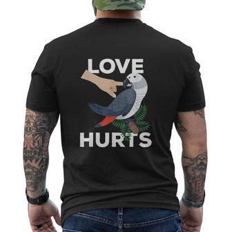 Love Hurts African Grey Parrot Biting Mens Back Print T-shirt - Thegiftio UK