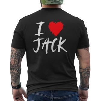 I Love Jack Husband Son Dad Boyfriend Grandson Red Heart Mens Back Print T-shirt | Mazezy