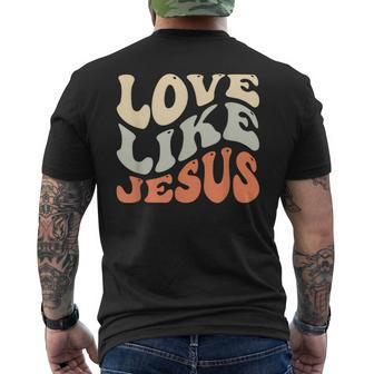 Love Like Jesus Retro Vintage Colours T-Shirt mit Rückendruck - Seseable