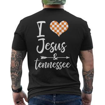 I Love Jesus And Tennessee Orange Heart Cute Fan Men's T-shirt Back Print - Monsterry