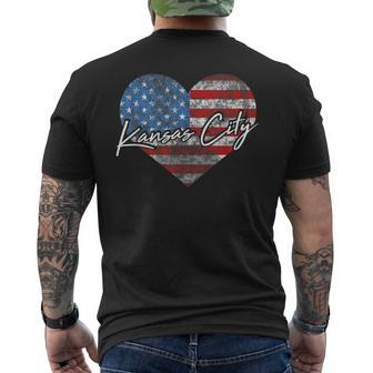 I Love Kansas City American Flag Heart Souvenir Men's T-shirt Back Print - Monsterry UK