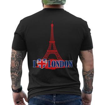 I Love London Eiffel Tower Paris France Prank Jokes Men's T-shirt Back Print - Monsterry