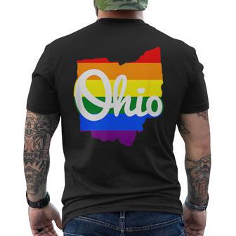 I Love My Ohio Home Script Ohio Pride Flag Men's T-shirt Back Print - Monsterry CA