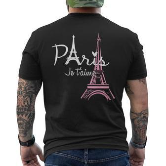 I Love Paris Eiffel Tower France French Souvenir Men's T-shirt Back Print - Monsterry