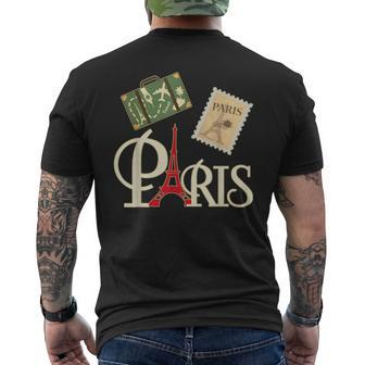 I Love Paris French Vintage Souvenir For Traveler Men's T-shirt Back Print - Monsterry