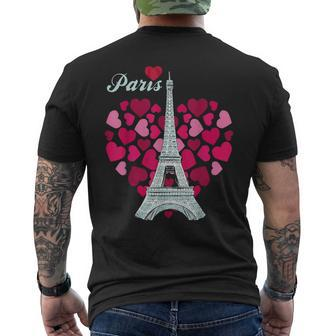 Love Paris Heart Eiffel Tower Souvenir France French Love Men's T-shirt Back Print - Seseable