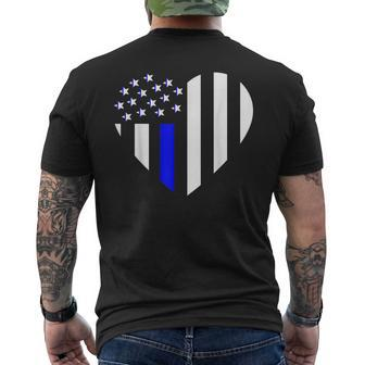 Love Police Support Us Flag Patriotic Heart Image Men's T-shirt Back Print - Monsterry