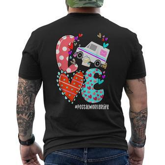 Love Postal Worker Life Leopard Heart Valentine's Day Men's T-shirt Back Print - Thegiftio UK