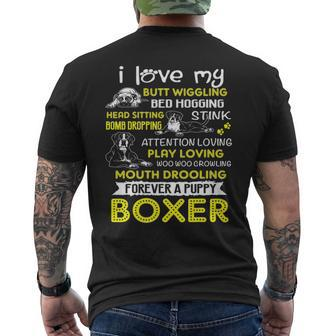 I Love My Puppy Boxer Butt Wiggling Boxer Dog T Men's T-shirt Back Print | Mazezy