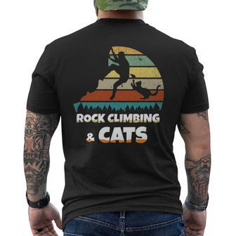 I Love Rock Climbing & Cats Mountain Climber Cat Lover Men's T-shirt Back Print | Mazezy