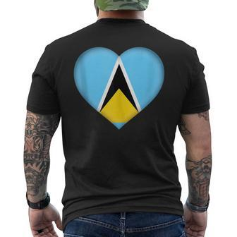 I Love Saint Lucia Saint Lucian Flag Heart Outfit Men's T-shirt Back Print - Monsterry