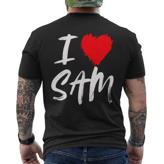 I Love Sam Heart Dad Boyfriend Husband Son Grandson Men's T-shirt Back Print - Monsterry