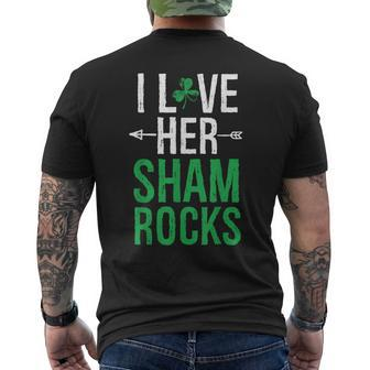 I Love Her Shamrocks Matching St Patrick's Day Couples Men's T-shirt Back Print - Seseable